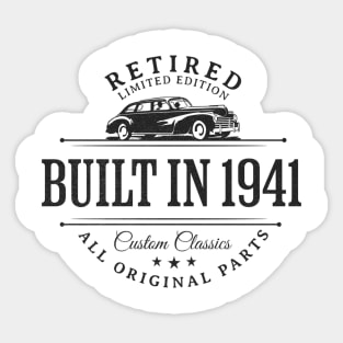 1941 Retired Parts Retirement Birthday Sticker